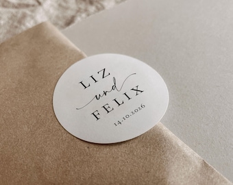 Elin Wedding Sticker Set | Elegant Round Labels 6 cm Diameter, 4 cm Width, 3 cm Diameter | Ideal Wedding Logo Seals for Invitations and Favors