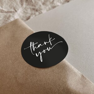 Thank you Aufkleber im Set | Runde Etiketten in Schwarz 3cm 4cm | ideal für Dankeskarten, Danksagungen, Verpackungsdesign