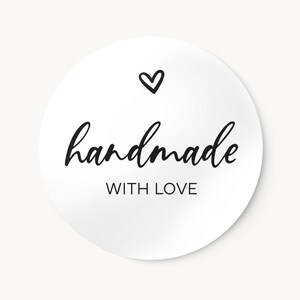 Handmade with love stickers | Labels 3 cm x 4 cm round | Handmade with love | Ideal for packaging, homemade gifts, DIY projects image 2