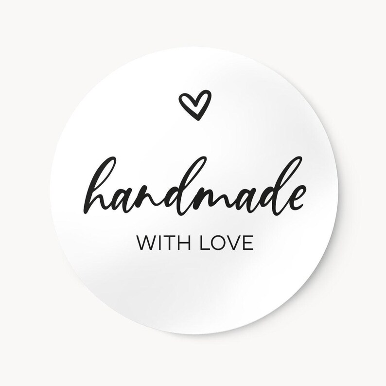 Handmade with love stickers | Labels 3 cm x 4 cm round | Handmade with love | Ideal for packaging, homemade gifts, DIY projects image 2