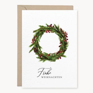 Karte Weihnachten im Set | Grußkarte inklusiv Kraftpapier Briefumschlag | Aquarellmotiv auf Naturkarton | für Weihnachtsgrüße, Geschenke
