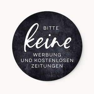 Bitte keine Werbung Zeitungen Aufkleber für den Briefkasten | Etikett UV Wetterfest | D 6cm Graumeliert 2er Set | für Außen und Innenbereich