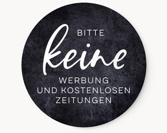 Bitte keine Werbung Zeitungen Aufkleber für den Briefkasten | Etikett UV Wetterfest | D 6cm Graumeliert 2er Set | für Außen und Innenbereich