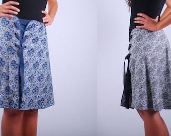 Kate (Paisley) Wraparound Skirt reversible