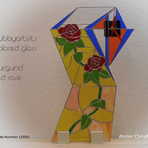 Glasstele burgund red rose Bild 1