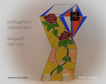 Glasstele "burgund"  "red rose"