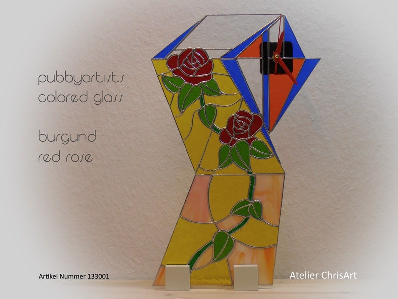 Glasstele burgund red rose Bild 1