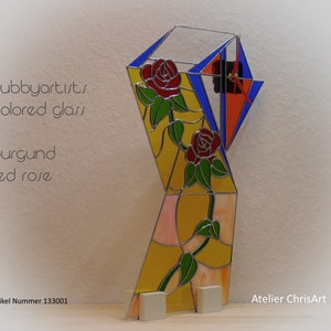 Glasstele burgund red rose Bild 2