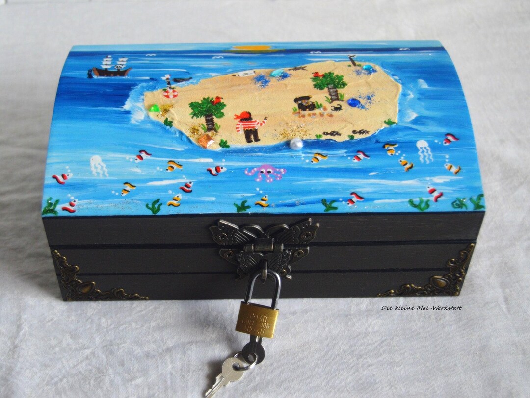 Treasure Chest Pirate Chest Memory Box Made of Brown Wood Hand-painted ...