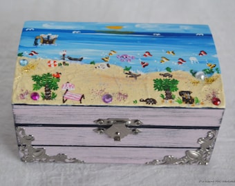 small pink wooden treasure chest customizable for girls