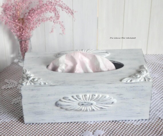 Box für Kosmetiktücher Taschentücher-Box weiß shabby