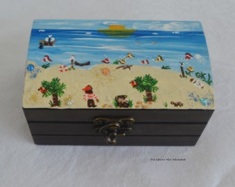 Treasure chest small treasure chest hand-painted made of wood, customizable