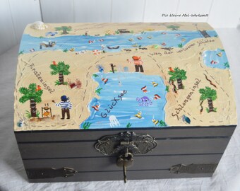 Treasure chest large pirate chest with treasure map brown customizable with lock and key