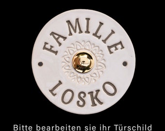 Türschild, Namensschild aus Keramik, 14 cm