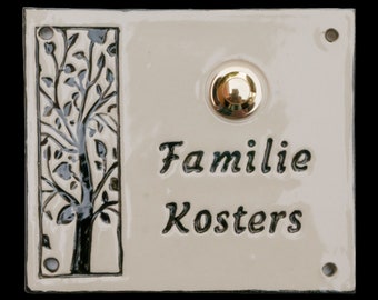 Türschild, Namensschild mit Baum aus Keramik ca 17x23 cm