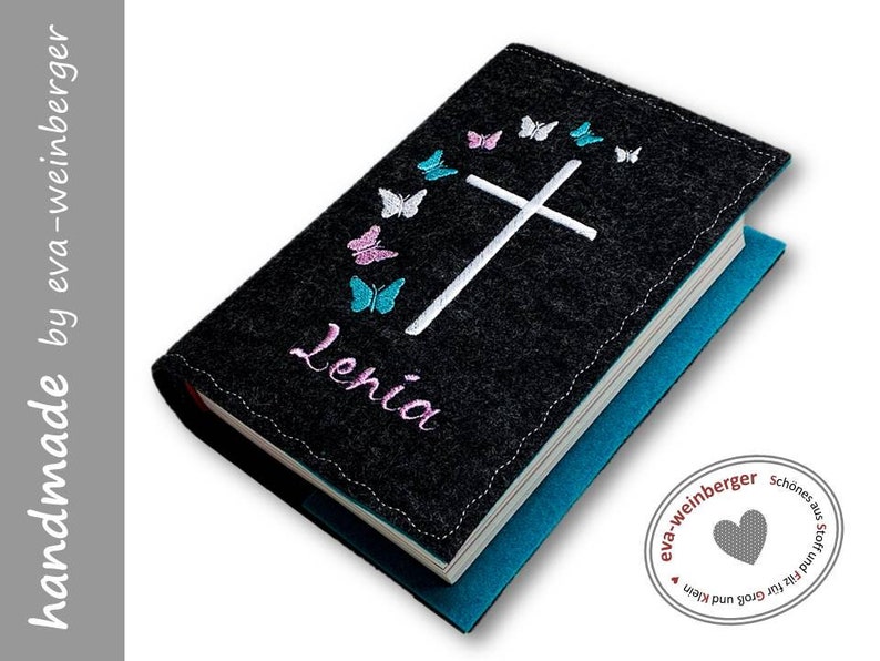 Cover for hymn book embroidered for new hymn book gift communion butterflies image 7