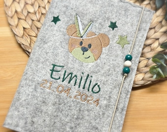 U-book cover U book cover bear felt name personalizable gift baby baptism birth