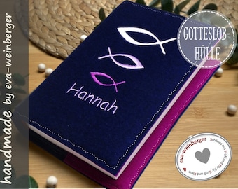 Hymnal cover felt fish personalized with name gift communion confirmation evangelical hymn book