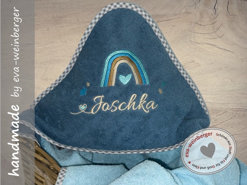 Kapuzenhandtuch mit Name Badetuch Baby Handtuch Babybadetuch personalisiert bestickt Mädchen Junge Strandtuch Geschenkidee Bild 9