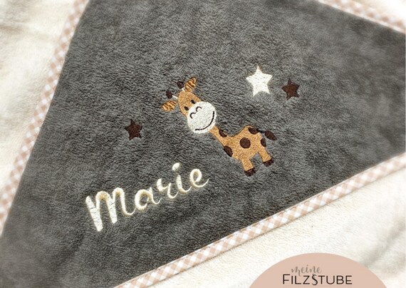 Kapuzenhandtuch mit Name Giraffe Babygeschenk Badetuch Handtuch Babybadetuch personalisiert bestickt Kapuzenhandtuch Geschenk Junge Mädchen