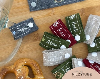 Bierkrugmarkierung Maßkrugmarkerl Maßkrugband Filz Name personalisierbar Stammtisch Volksfest Bierzelt Glühweintasse Markierung Bierkrugband