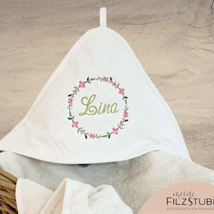 Babygeschenk Kapuzenhandtuch mit Namen Kapuzenbadetuch  Baby Handtuch Babybadetuch personalisiert bestickt Kapuzenhandtuch Mädchen Junge