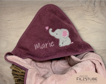 Baby gift hooded towel elephant with name bath towel baby towel baby bath towel personalized embroidered hooded towel girl boy