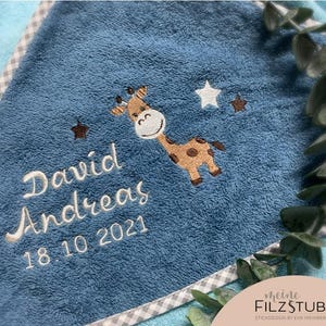 Kapuzenhandtuch mit Name Giraffe Babygeschenk Badetuch Handtuch Babybadetuch personalisiert bestickt Kapuzenhandtuch Geschenk Junge Mädchen Bild 11