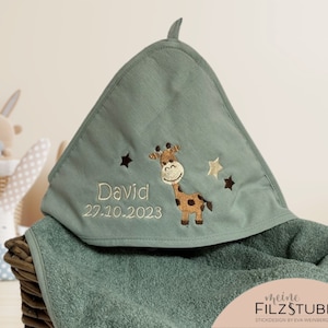 Babygeschenk Kapuzenhandtuch mit Namen Kapuzenbadetuch  Baby Handtuch Babybadetuch personalisiert bestickt Kapuzenhandtuch Mädchen Junge