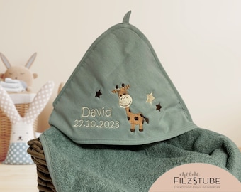 Babygeschenk Kapuzenhandtuch mit Namen Kapuzenbadetuch  Baby Handtuch Babybadetuch personalisiert bestickt Kapuzenhandtuch Mädchen Junge