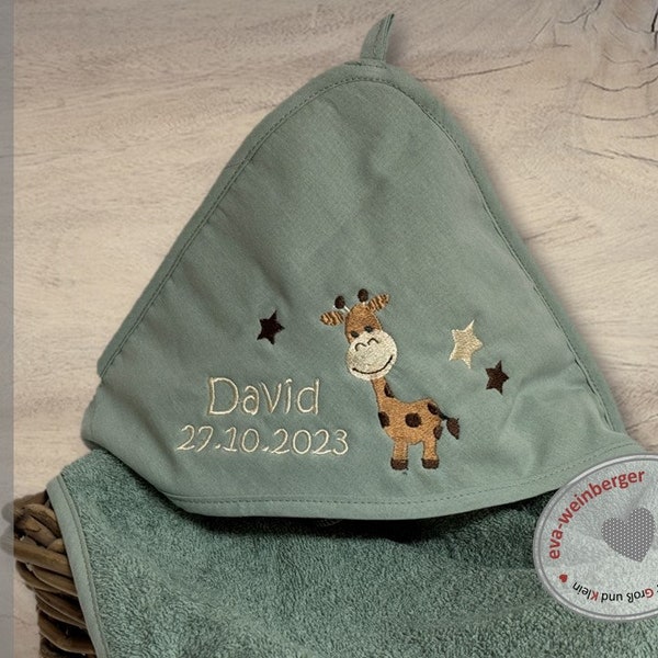 Babygeschenk Kapuzenhandtuch mit Namen Kapuzenbadetuch  Baby Handtuch Babybadetuch personalisiert bestickt Kapuzenhandtuch Mädchen Junge