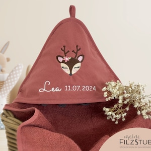Babygeschenk Kapuzenhandtuch mit Namen Kapuzenbadetuch  Baby Handtuch Babybadetuch personalisiert bestickt Kapuzenhandtuch Mädchen Junge