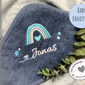 Kapuzenhandtuch mit Name Badetuch Baby Handtuch Babybadetuch personalisiert bestickt Mädchen Junge Strandtuch Geschenkidee Bild 1