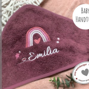 Kapuzenhandtuch mit Name Badetuch Baby Handtuch Babybadetuch personalisiert bestickt Mädchen Junge Strandtuch Geschenkidee Bild 2