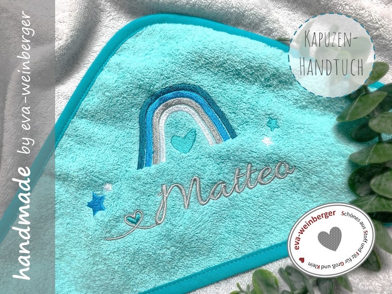 Kapuzenhandtuch mit Name Badetuch Baby Handtuch Babybadetuch personalisiert bestickt Mädchen Junge Strandtuch Geschenkidee Bild 3