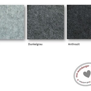 May include: Three fabric swatches in different shades of gray: light gray, dark gray, and anthracite.