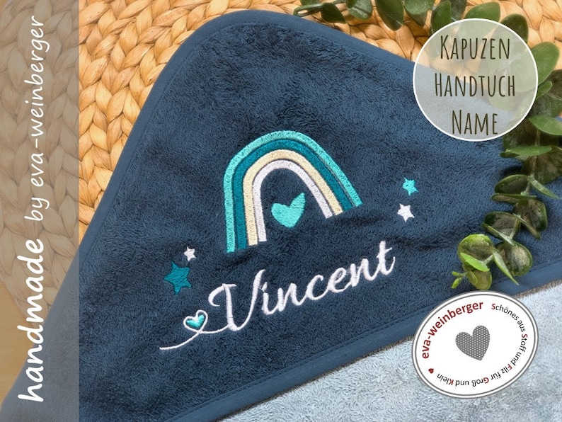 Kapuzenhandtuch mit Name Badetuch Baby Handtuch Babybadetuch personalisiert bestickt Mädchen Junge Strandtuch Geschenkidee Bild 10