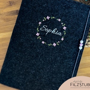 Zeugnismappe Mädchen inkl. Sichtbuch A4 Filz bestickt mit Name Geschenk Einschulung Schulanfang Zeugnis Dokumentenordner Sammelmappe Mädchen