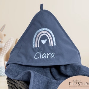 Kapuzenhandtuch Babygeschenk mit Regenbogen Namen Badetuch Baby Handtuch Babybadetuch personalisiert bestickt Kapuzenhandtuch Mädchen Junge
