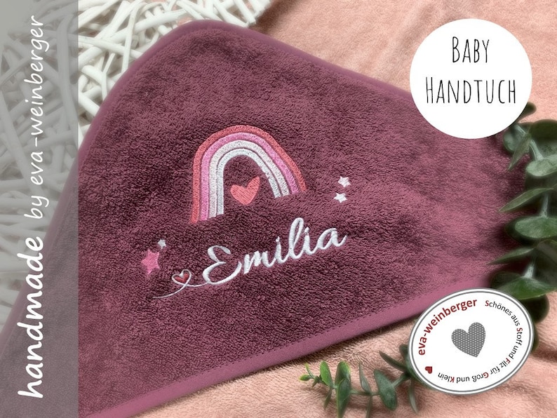 Kapuzenhandtuch mit Name Badetuch Baby Handtuch Babybadetuch personalisiert bestickt Mädchen Junge Strandtuch Geschenkidee Bild 8