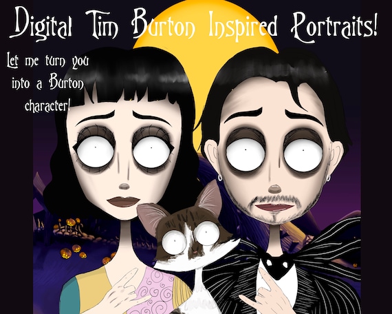 Digital Tim Burton Style Custom Portraits Nightmare Portrait - Etsy Sweden