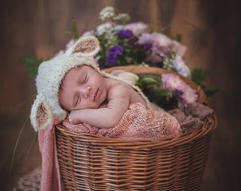 Baby hat lamb sheep knitted opt. with cuddly toy lamb sheep crocheted cream pink Newborn Props Photoprops baby photography