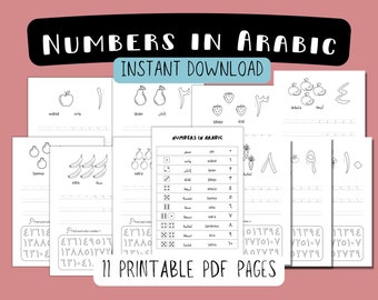 Arabic Number Handwriting Worksheets | Learn to Write Arabic Numbers | Printable PDF JPG Pages
