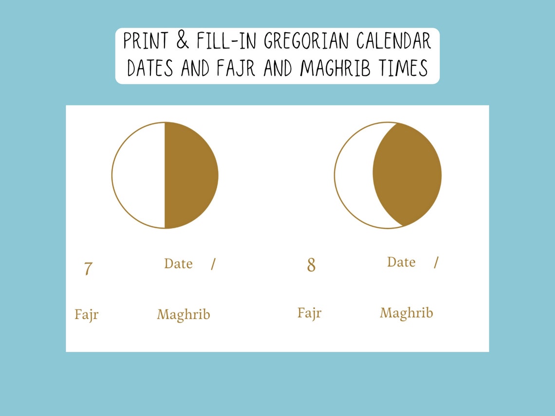 Printable Ramadan 2024 Calendar Islamic Wall Poster A2 / A3 JPG PNG PDF