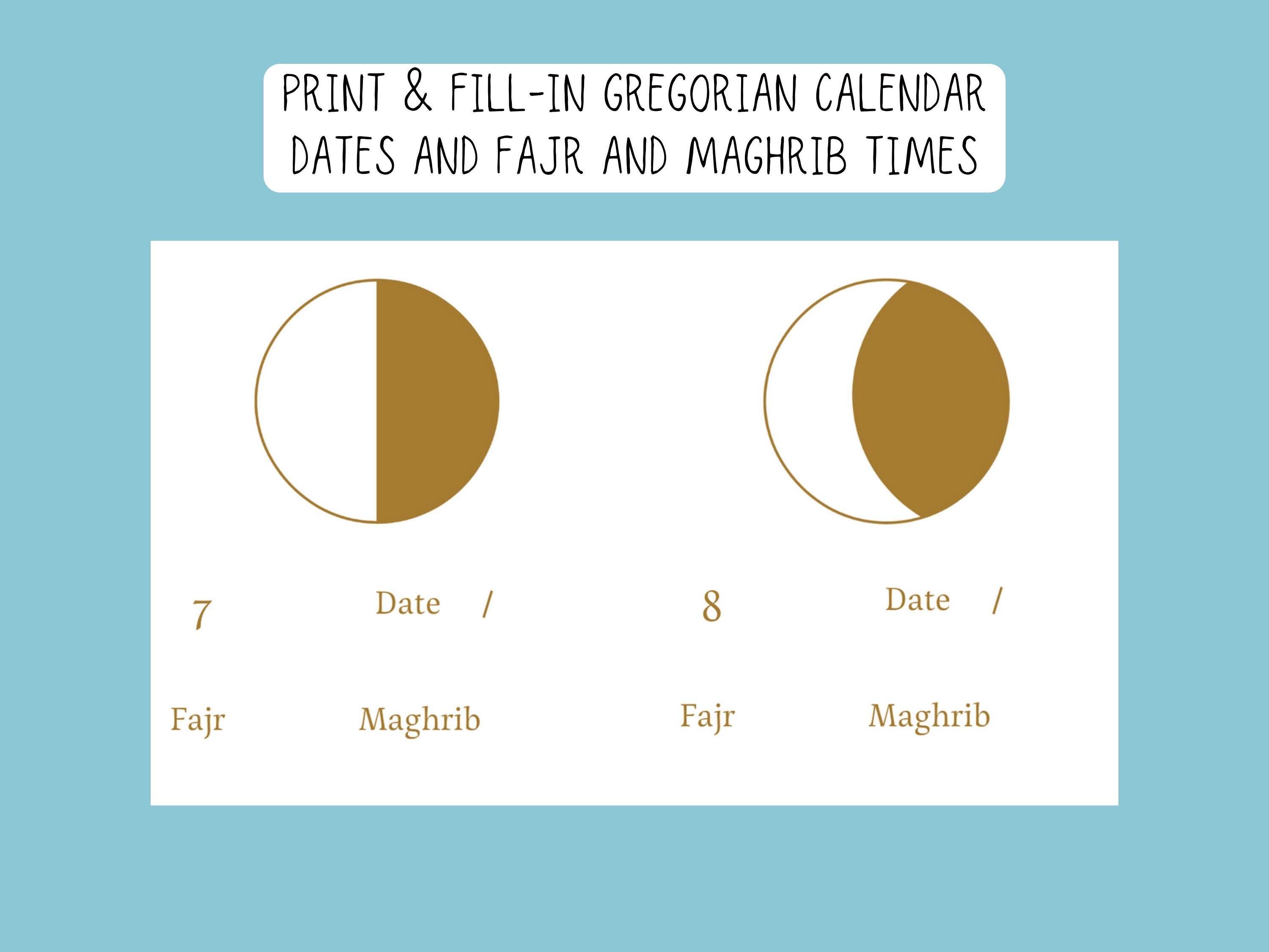 Printable Ramadan 2024 Calendar Islamic Wall Poster A2 / A3 JPG PNG PDF