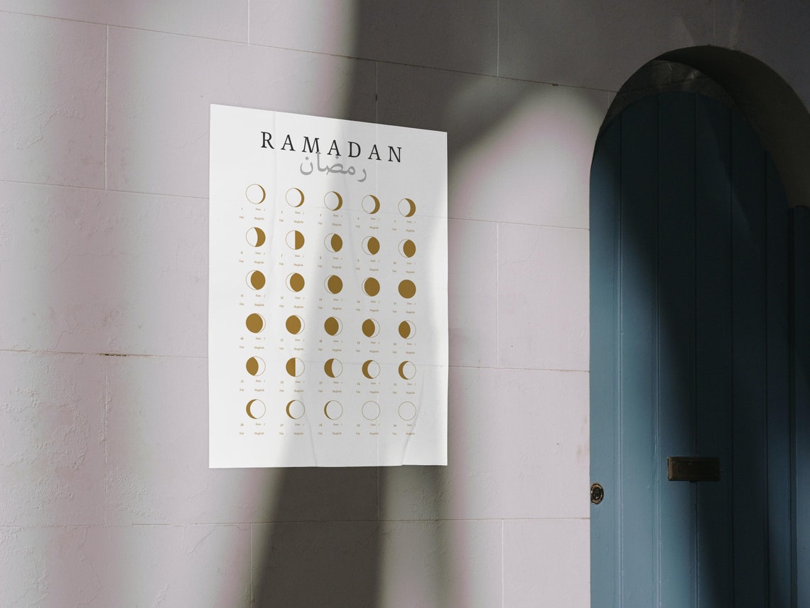 Printable Ramadan 2024 Calendar Islamic Wall Poster A2 / A3 JPG PNG PDF