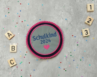 reflektierender Klett Patch Schulkind 2024 Reflektor Einschulung Schultüte Klettbild Ranzen