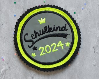 reflektierender Klett Patch Schulkind 2024 Reflektor Einschulung Schultüte Klettbild Ranzen