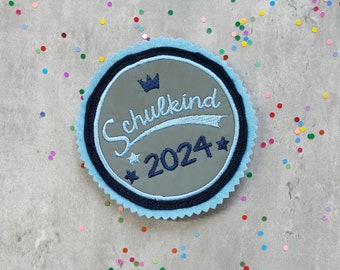 reflektierender Klett Patch Schulkind 2024 Reflektor Einschulung Schultüte Klettbild Ranzen