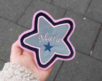 Schulranzen Patch Magnet Klett reflektierend personalisierbar Name Stern